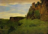 Corot, Jean-Baptiste-Camille - Civita Castelland - Buildings High in the Rocks( La Porta San Salvatore)